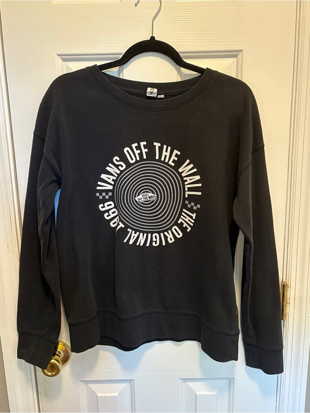 ♥️💖 VANS Off The Wall Sweatshirt Top Womens s Medium Black White Gray